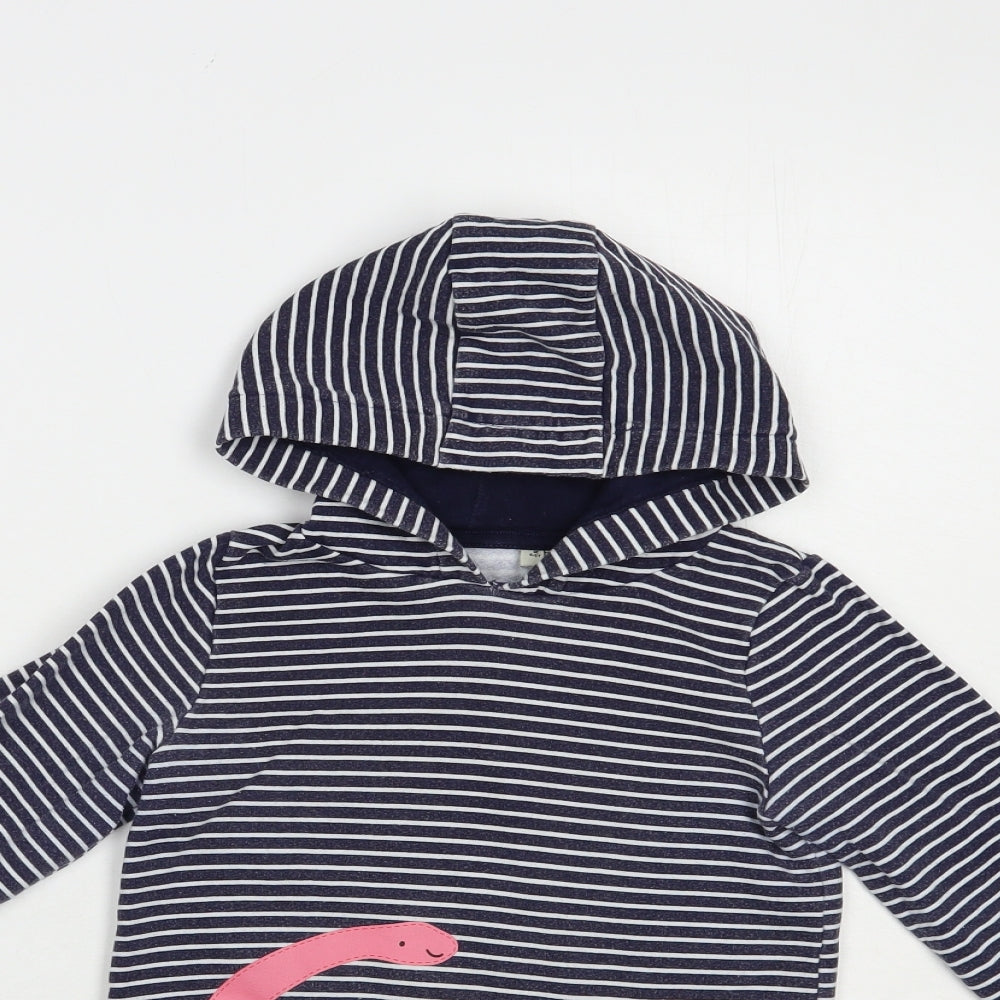 F&F Girls Blue Striped Cotton Pullover Hoodie Size 4-5 Years  Pullover - Dino