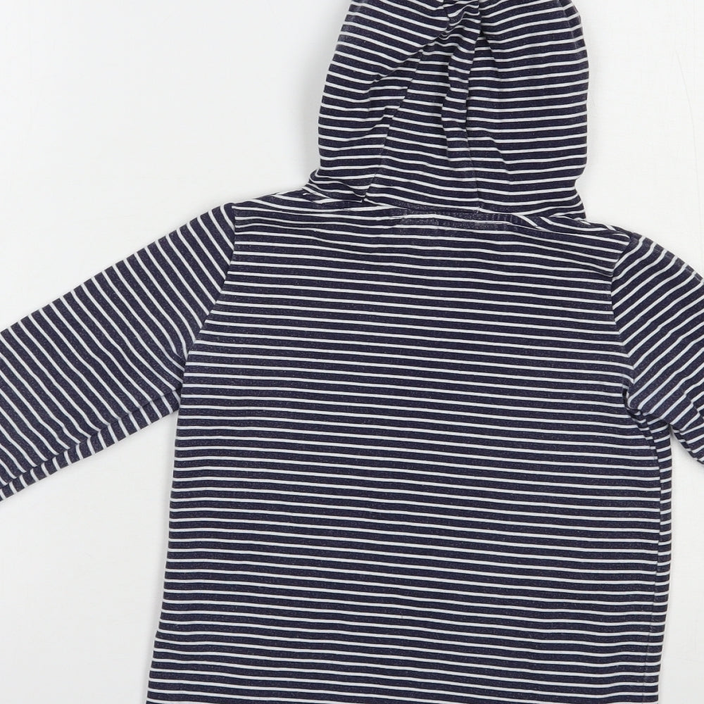 F&F Girls Blue Striped Cotton Pullover Hoodie Size 4-5 Years  Pullover - Dino