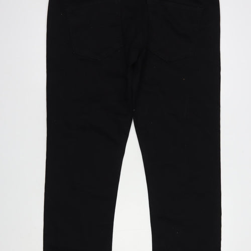 Dunnes Stores Womens Black  Cotton Straight Jeans Size 40 in L32 in Regular Button