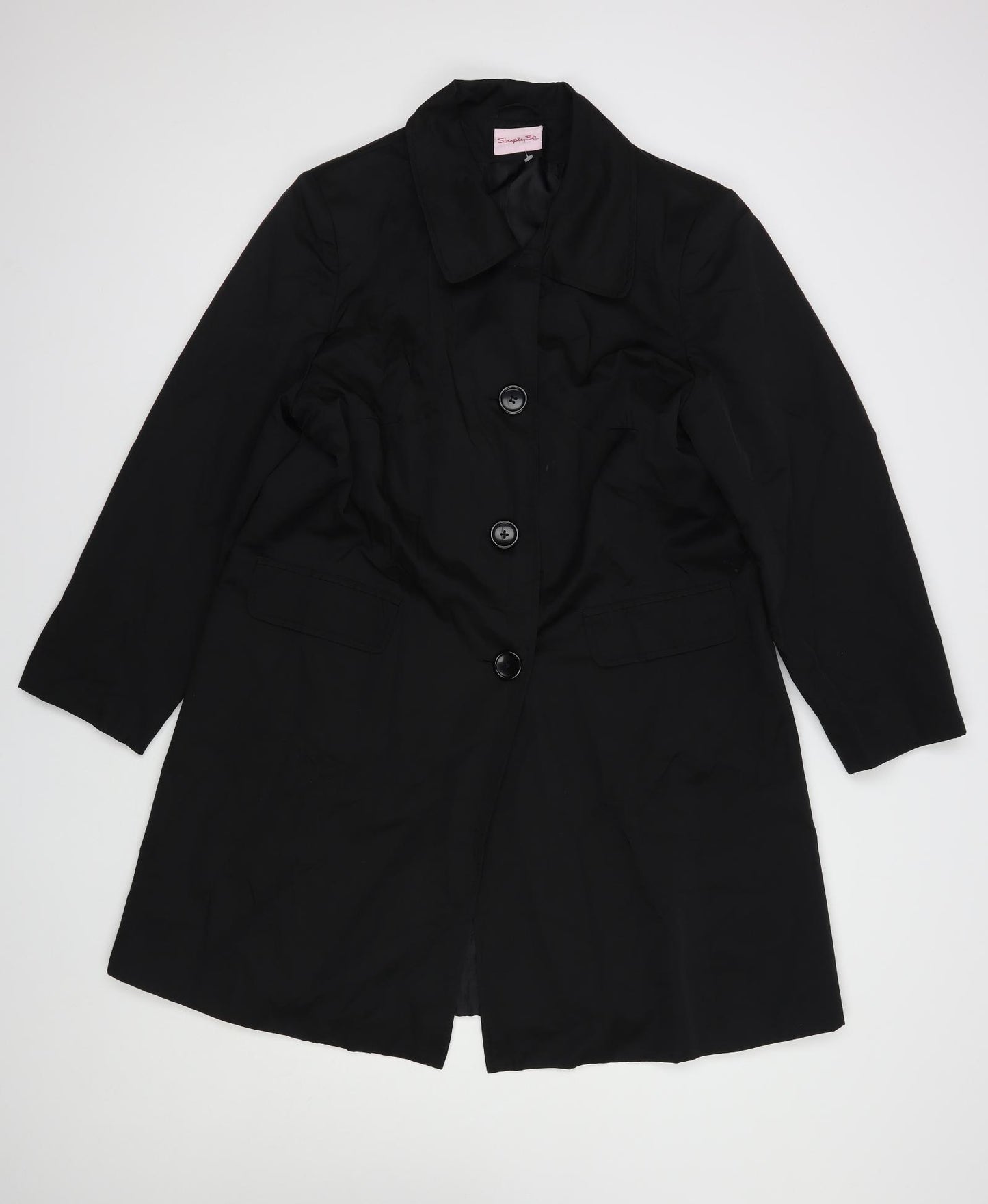 Simply Be Womens Black   Pea Coat Coat Size 22  Button