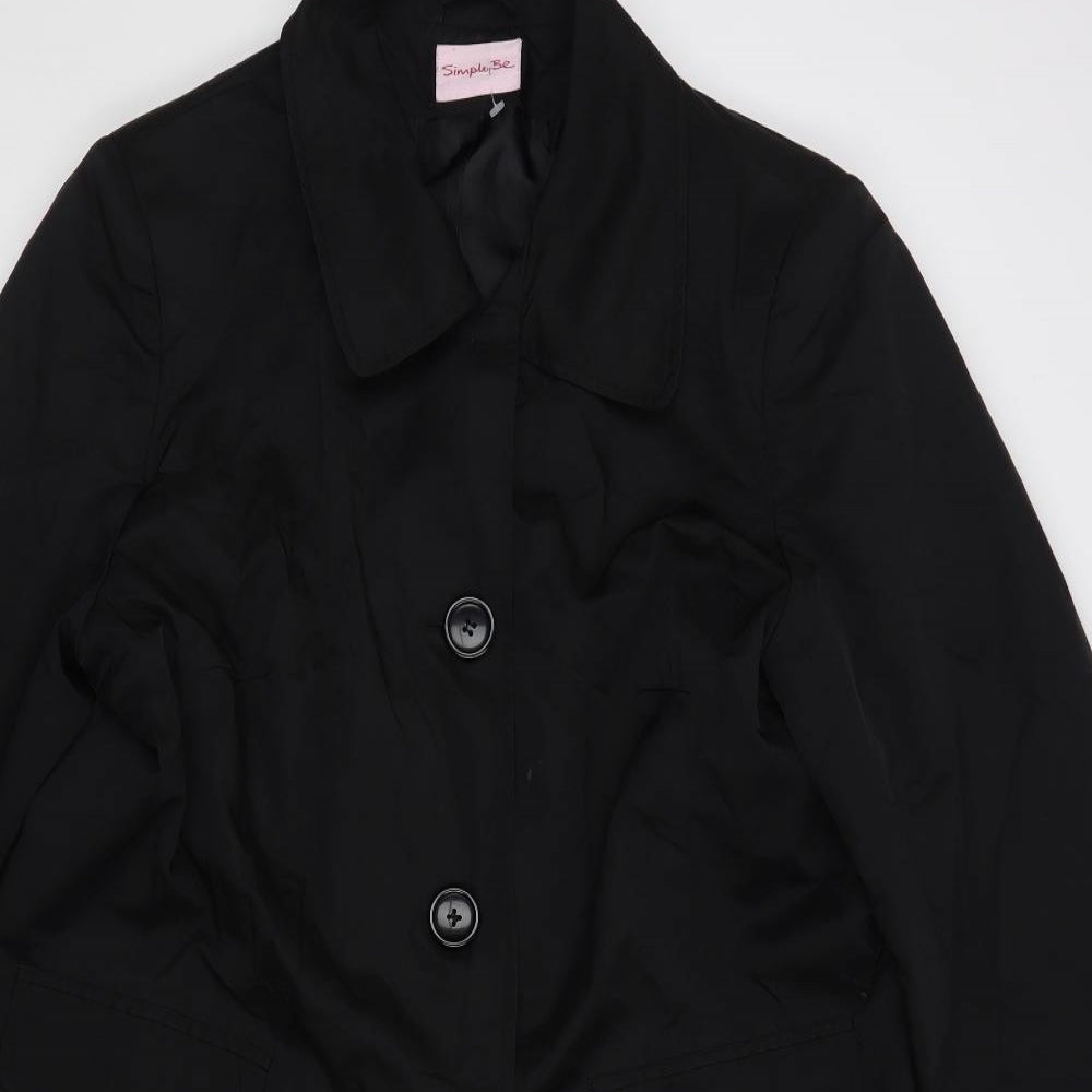 Simply Be Womens Black   Pea Coat Coat Size 22  Button