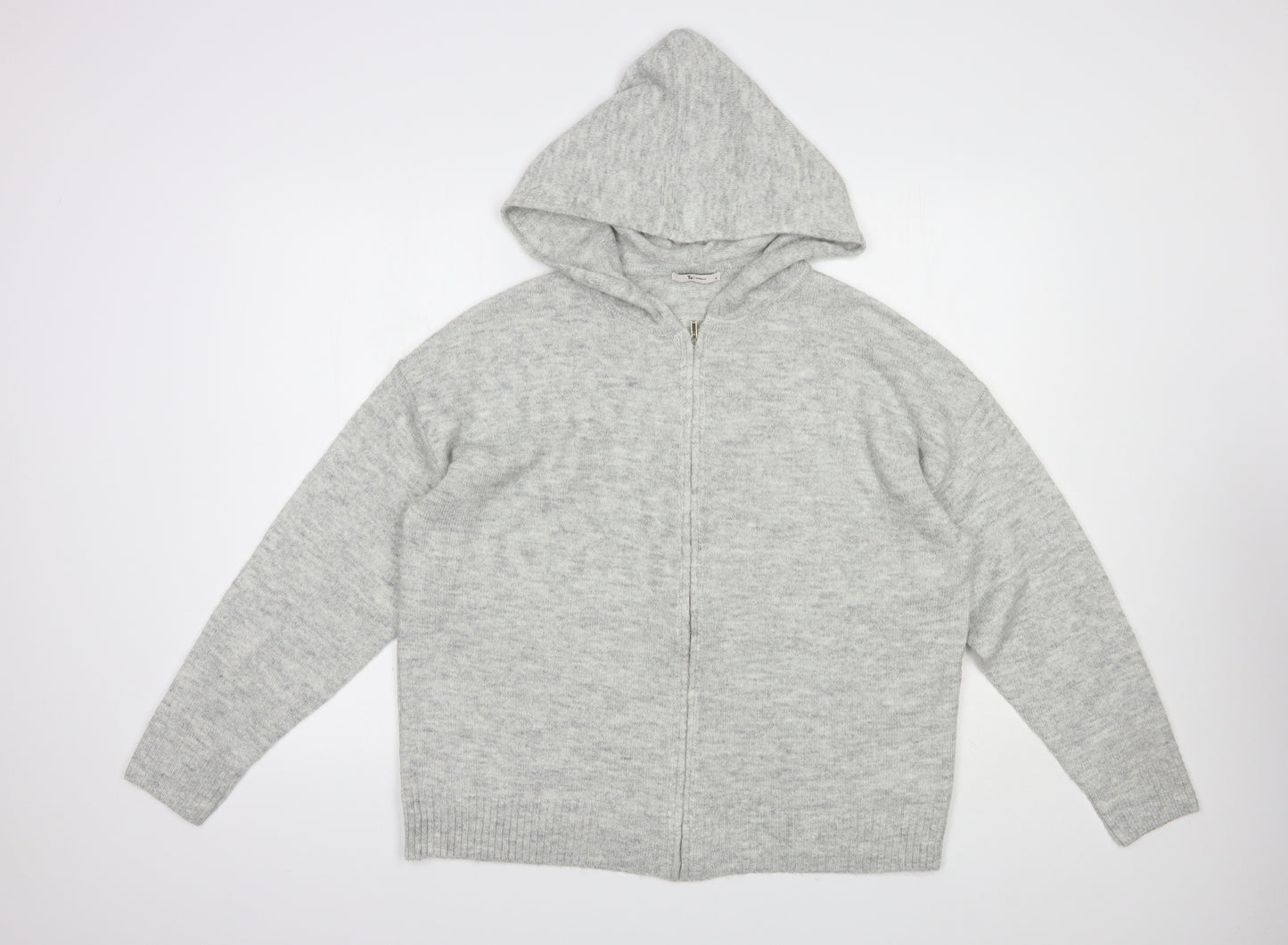 TU Womens Grey Round Neck  Acrylic Full Zip Jumper Size 16