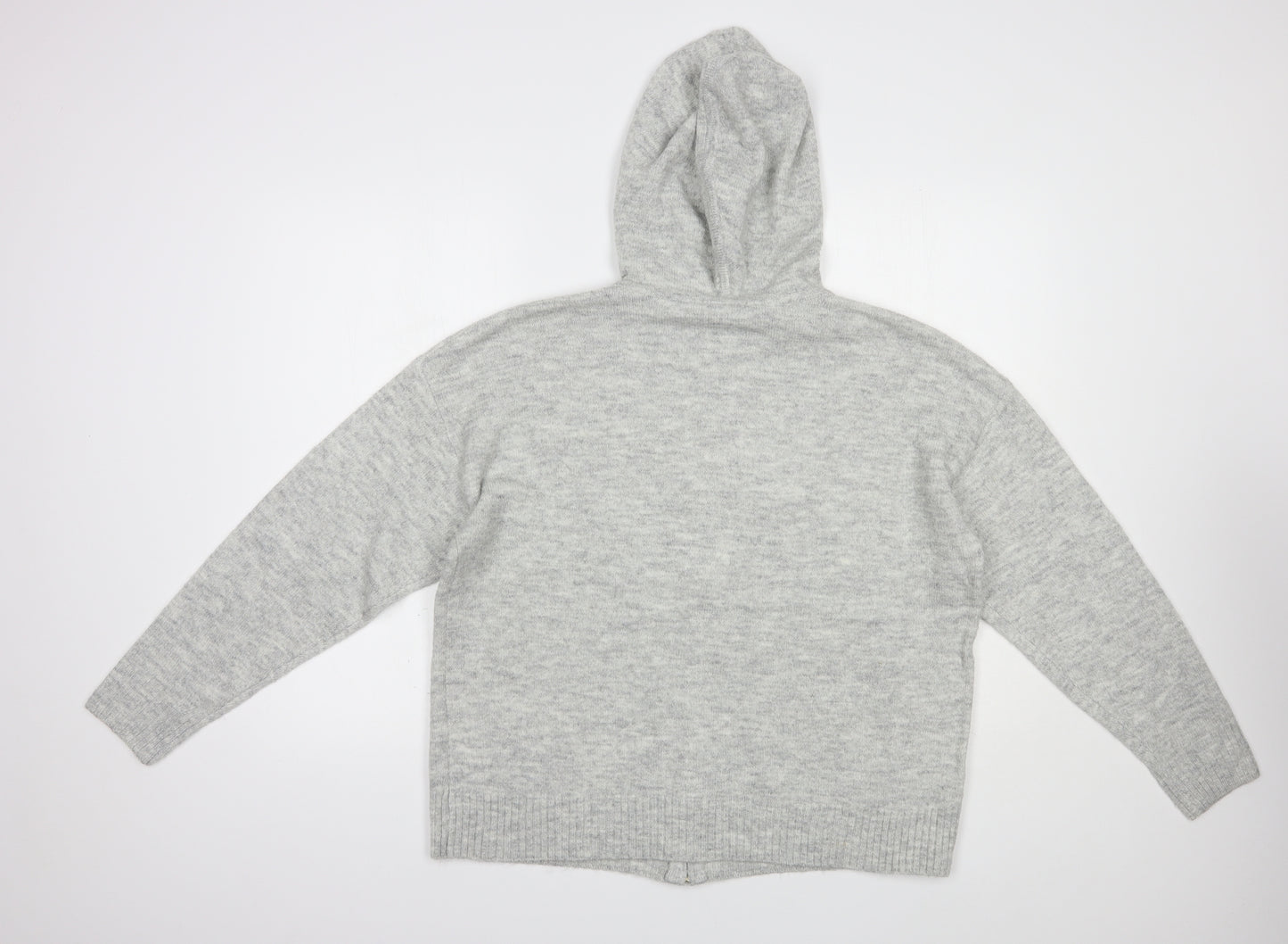 TU Womens Grey Round Neck  Acrylic Full Zip Jumper Size 16