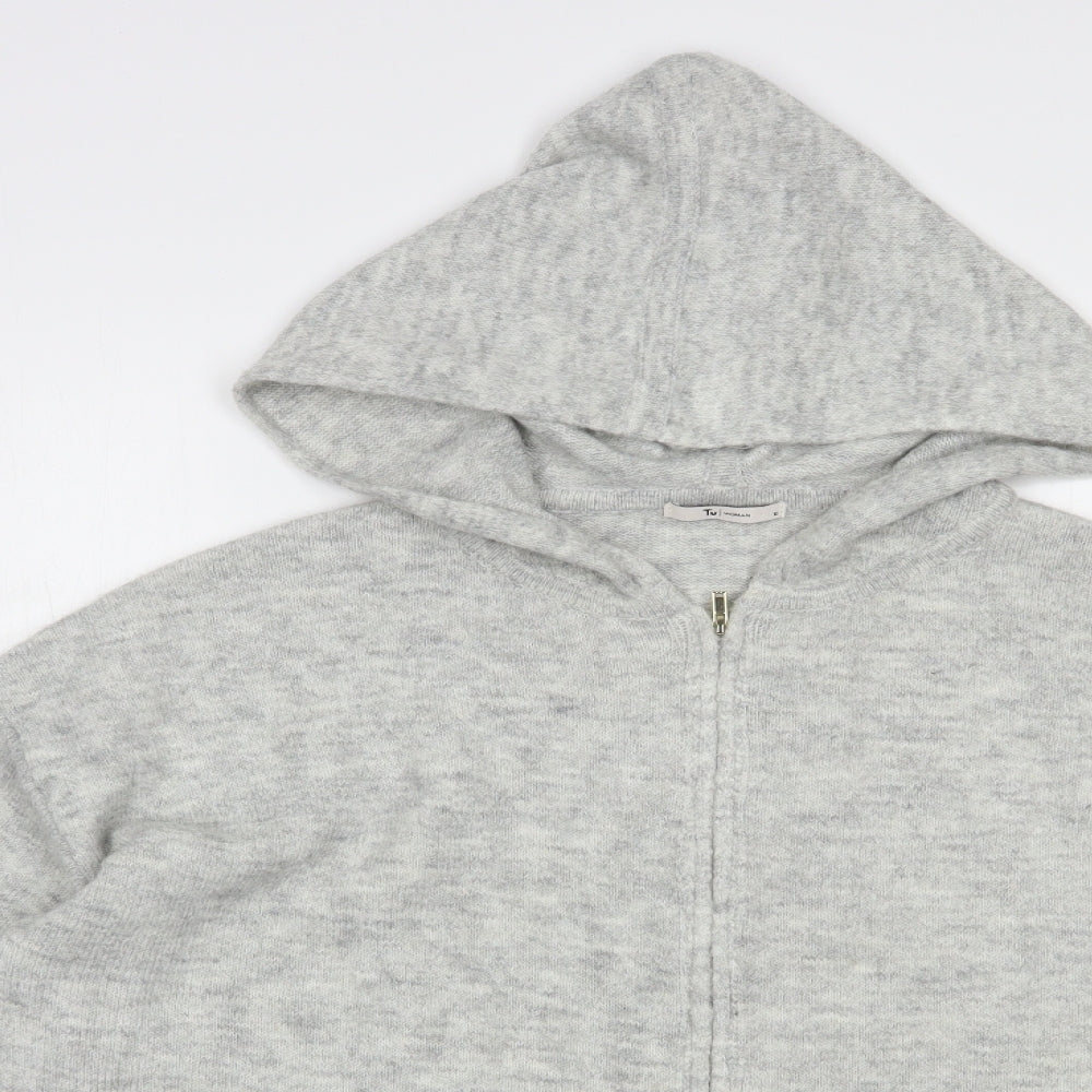 TU Womens Grey Round Neck  Acrylic Full Zip Jumper Size 16