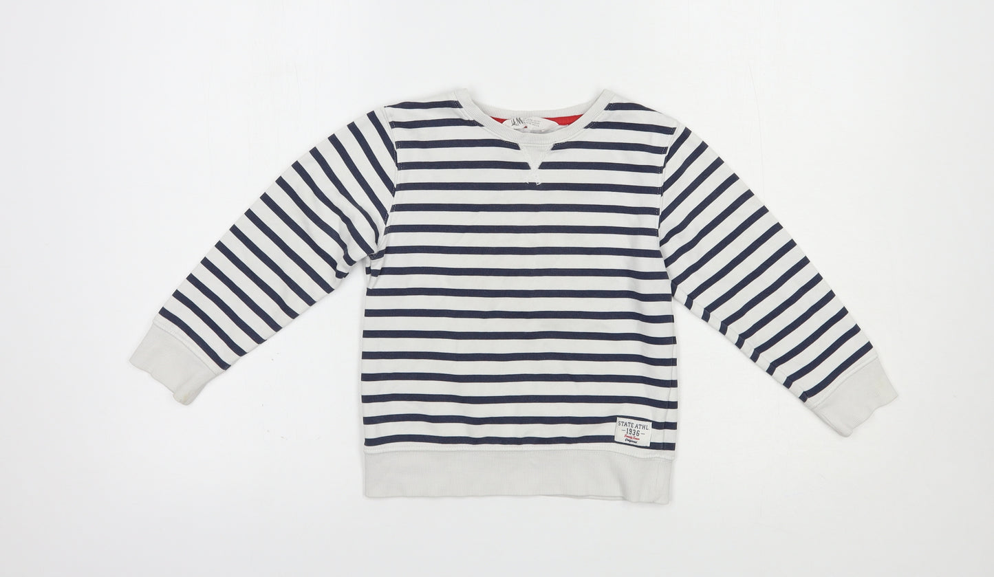 H&M Girls White Striped Cotton Pullover Sweatshirt Size 4-5 Years  Pullover