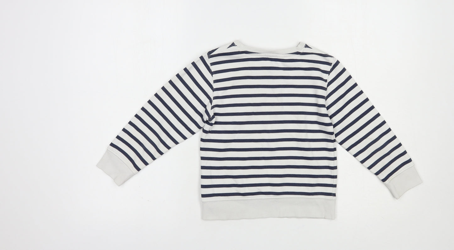 H&M Girls White Striped Cotton Pullover Sweatshirt Size 4-5 Years  Pullover