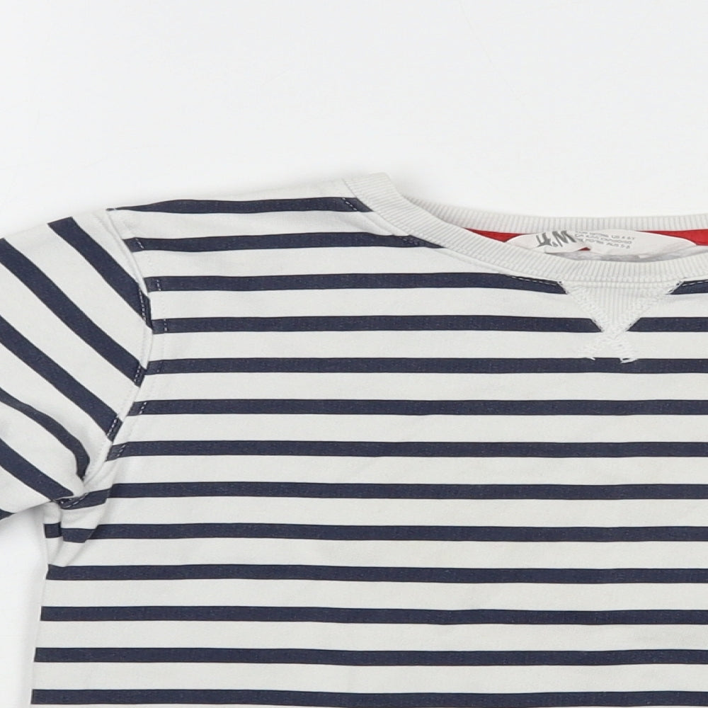 H&M Girls White Striped Cotton Pullover Sweatshirt Size 4-5 Years  Pullover