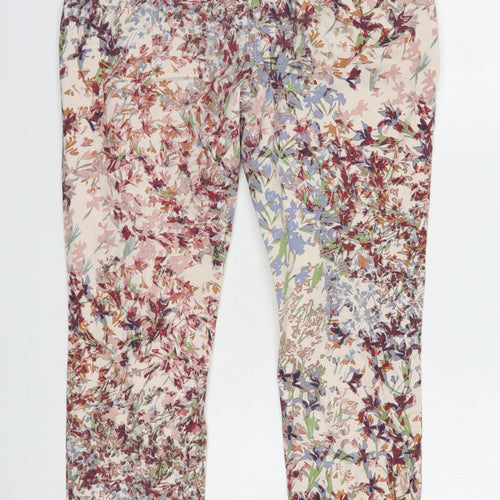 NEXT Womens Multicoloured Floral Cotton Chino Trousers Size 10 L27 in Regular Button