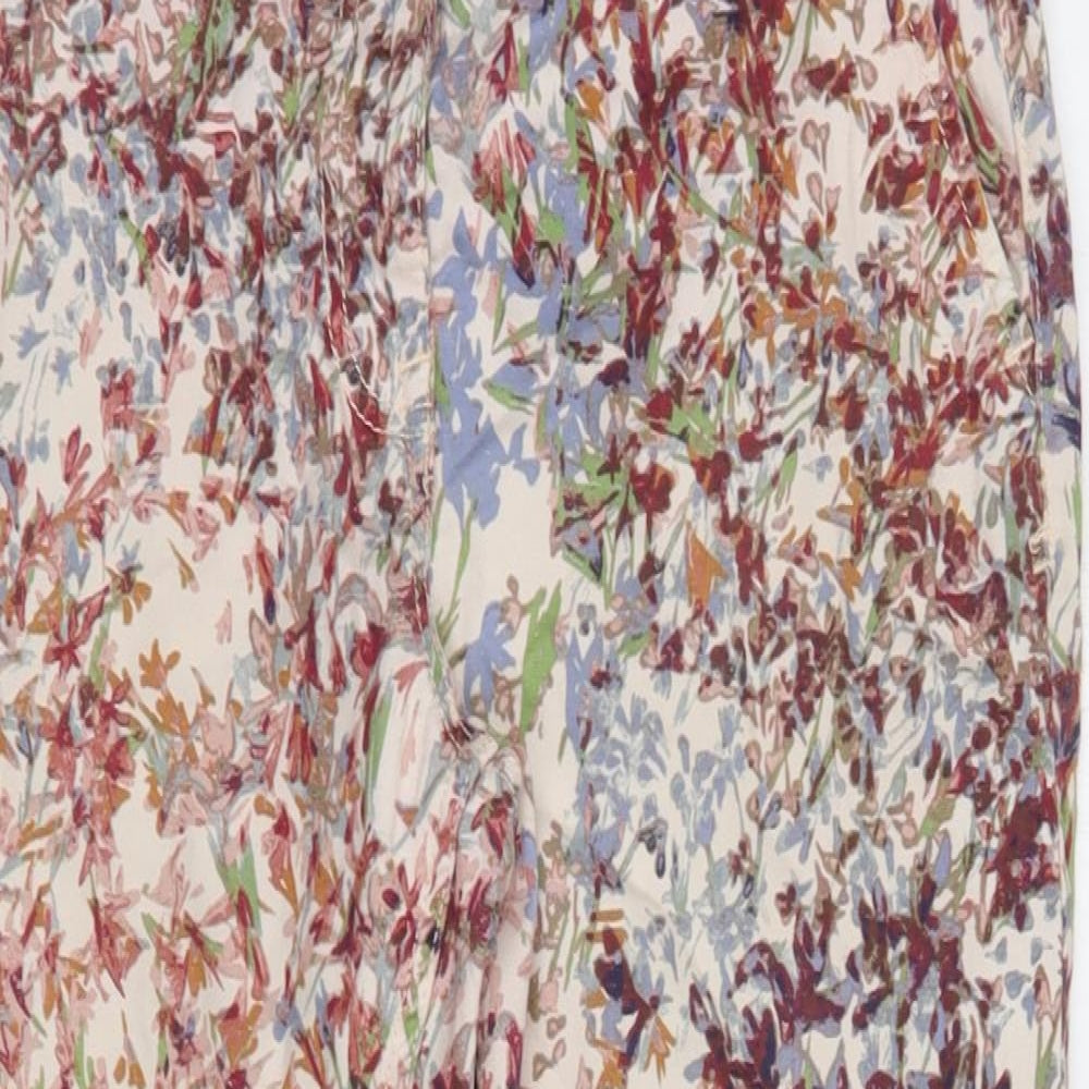 NEXT Womens Multicoloured Floral Cotton Chino Trousers Size 10 L27 in Regular Button