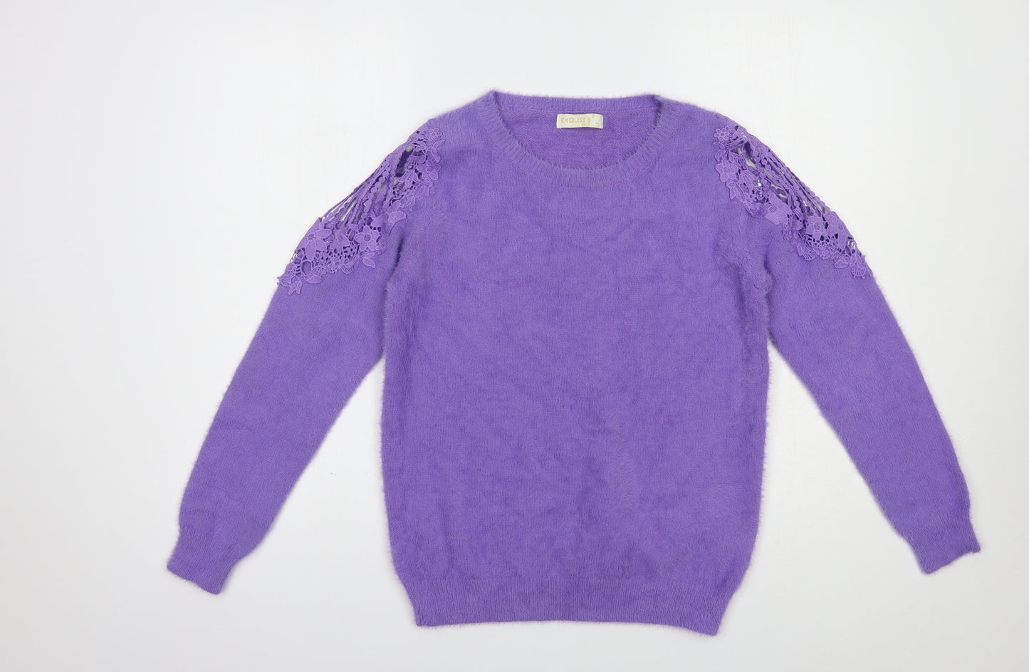 TU Womens Purple Boat Neck  Polyamide Pullover Jumper Size S