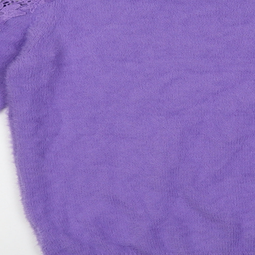 TU Womens Purple Boat Neck  Polyamide Pullover Jumper Size S