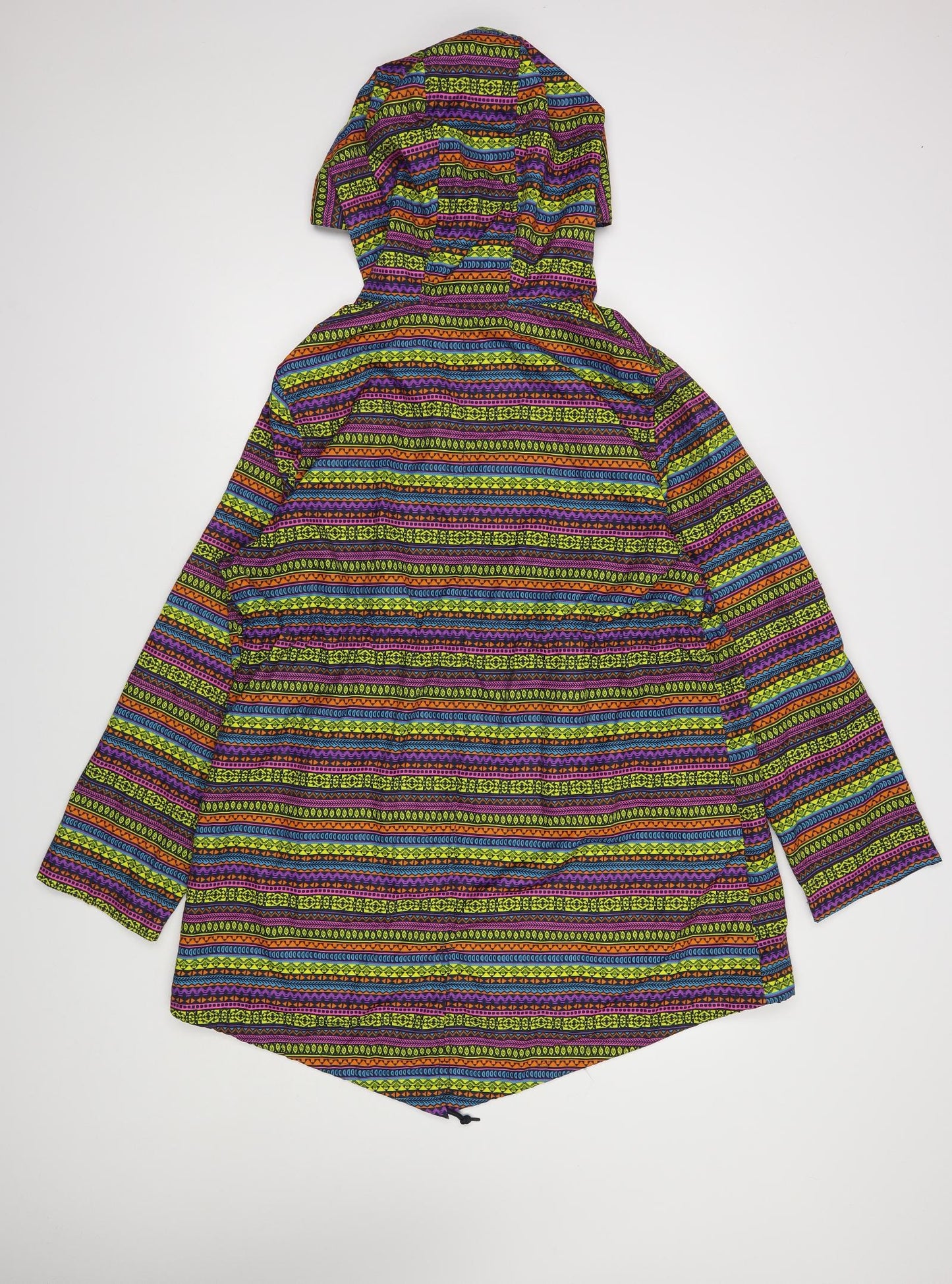 Denim Co Womens Multicoloured Geometric  Rain Coat Coat Size L  Zip