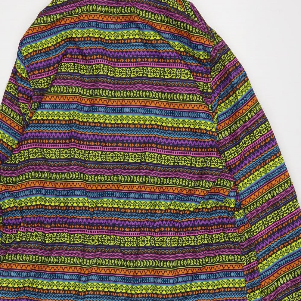 Denim Co Womens Multicoloured Geometric  Rain Coat Coat Size L  Zip
