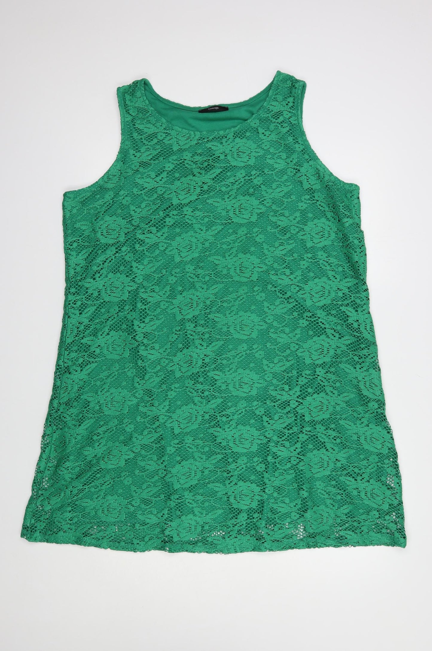 George Womens Green  Polyester Shift  Size 20  Scoop Neck Pullover - Lace Overlay