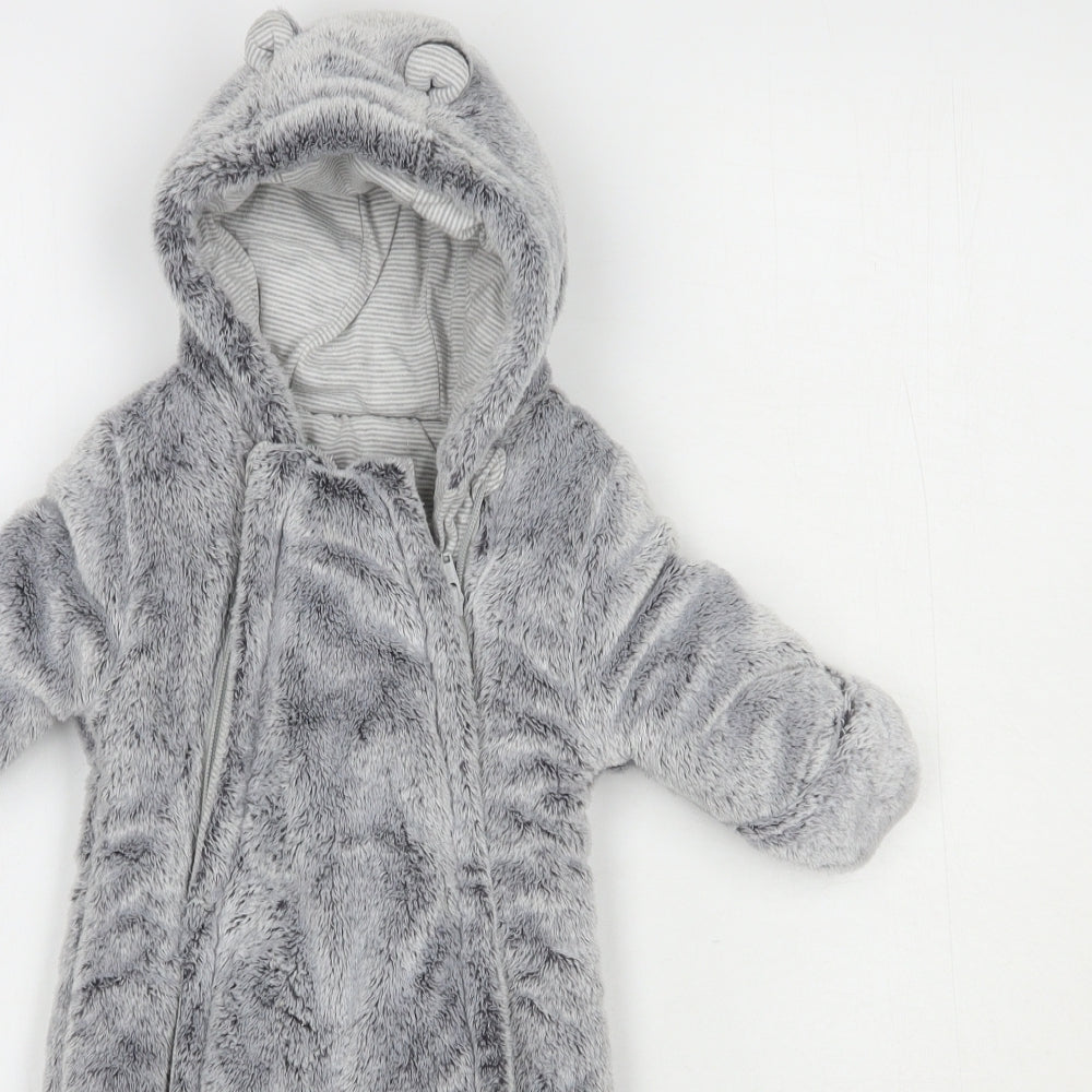 George Baby Grey    Snowsuit Size 0-3 Months   Zip