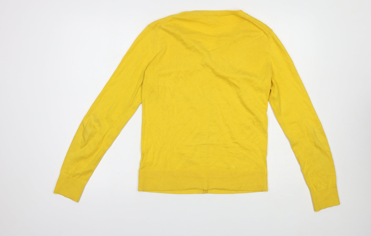Gap Womens Yellow Crew Neck  Cotton Cardigan Jumper Size M