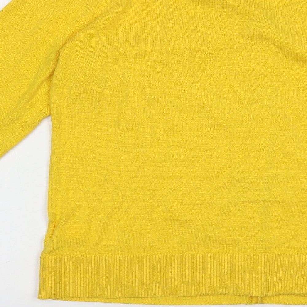 Gap Womens Yellow Crew Neck  Cotton Cardigan Jumper Size M