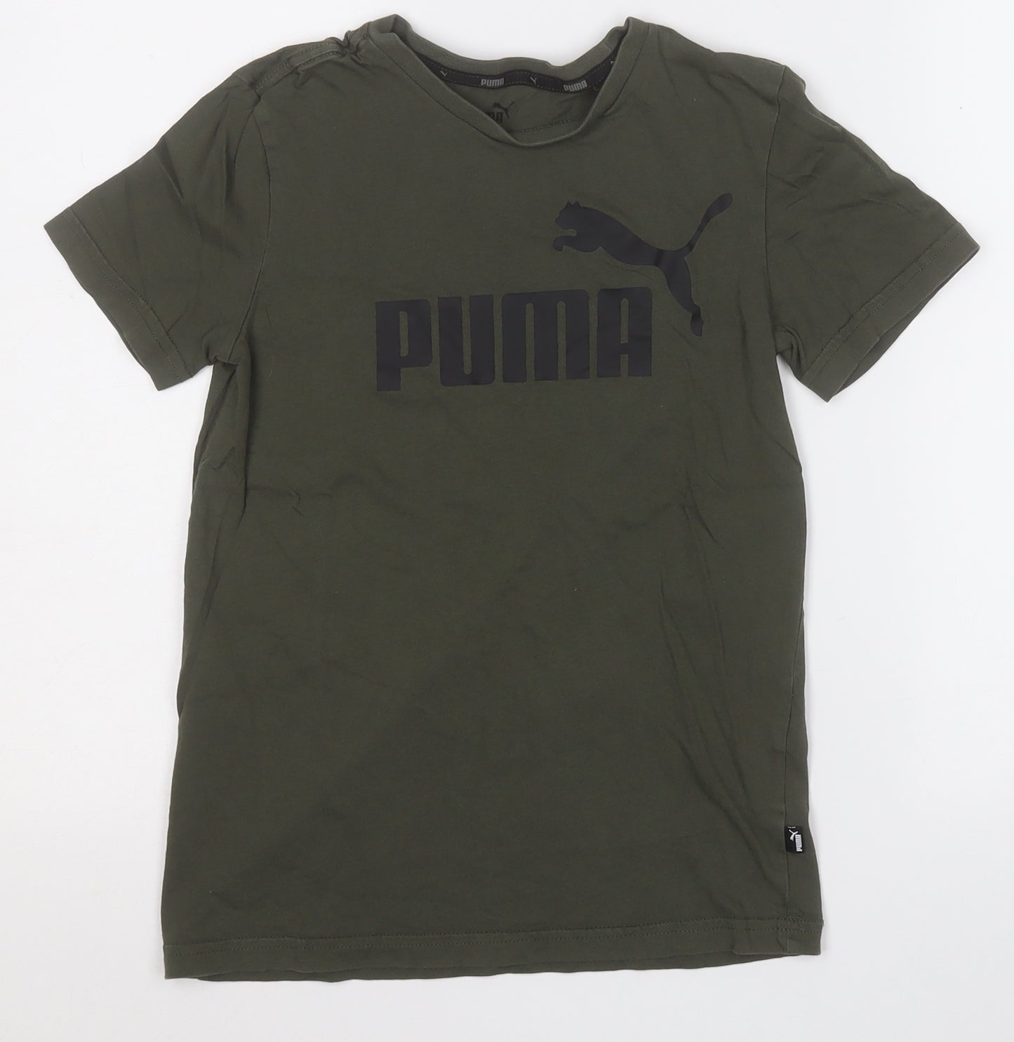 PUMA Boys Green  Cotton Basic T-Shirt Size 11-12 Years Round Neck