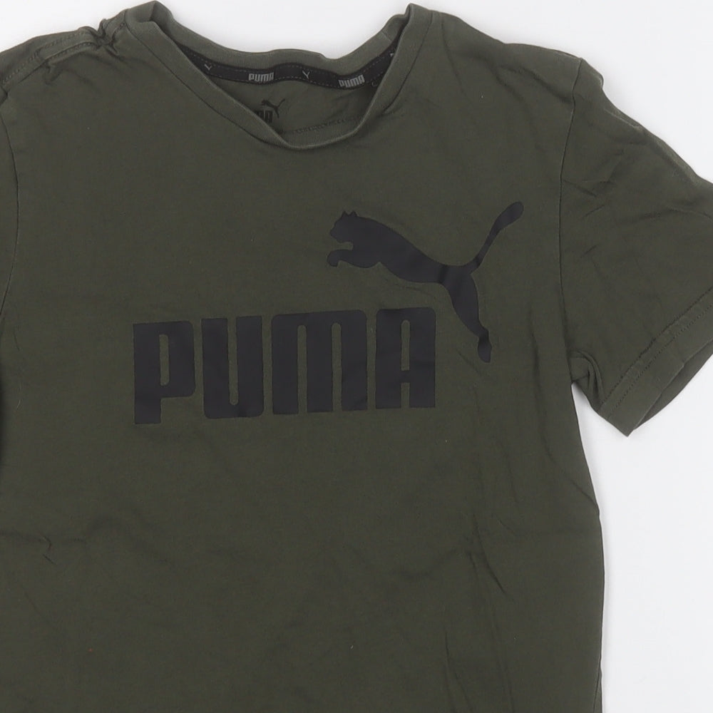 PUMA Boys Green  Cotton Basic T-Shirt Size 11-12 Years Round Neck