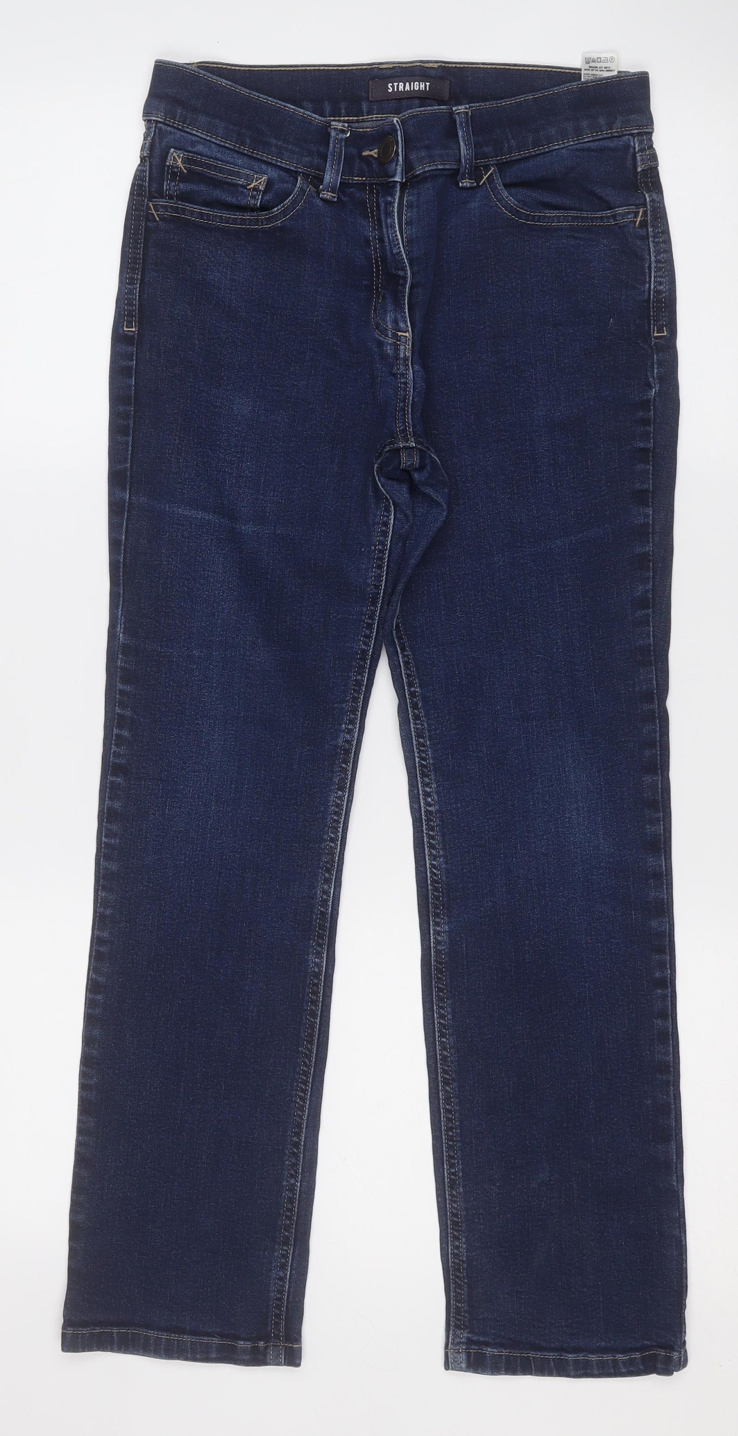 Marks and Spencer Womens Blue  Cotton Straight Jeans Size 10 L26.5 in Regular