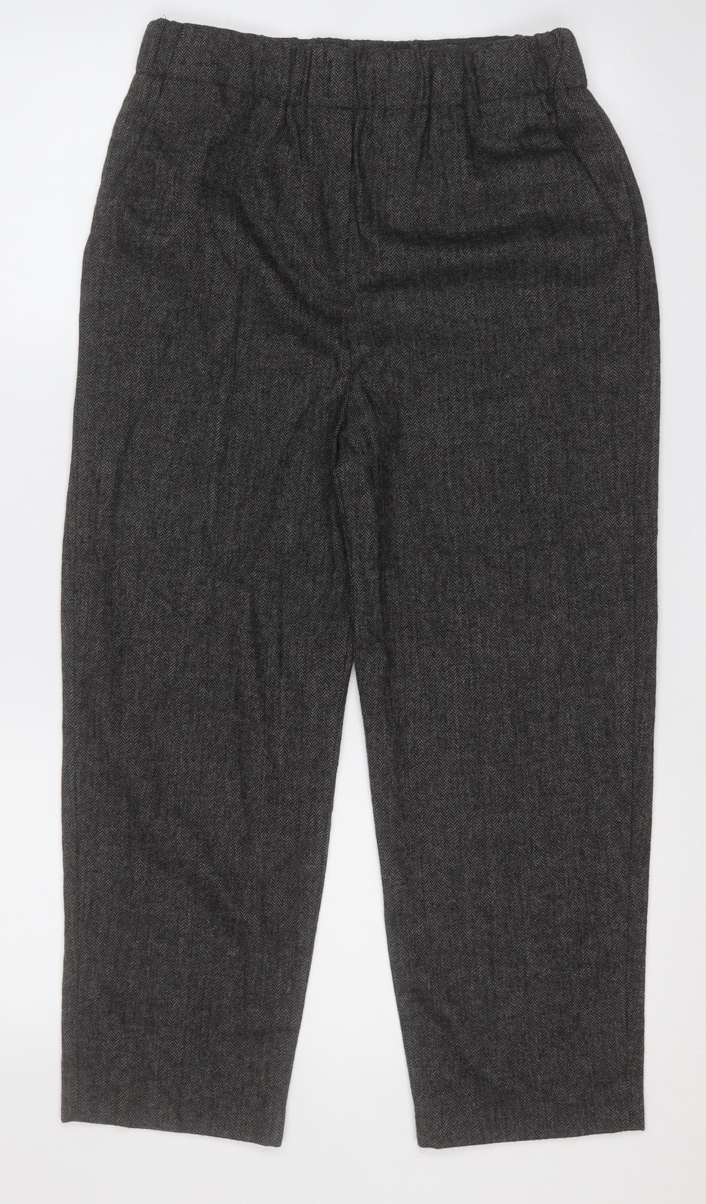 Zara Womens Grey Herringbone Acrylic Capri Trousers Size M L23 in Regular