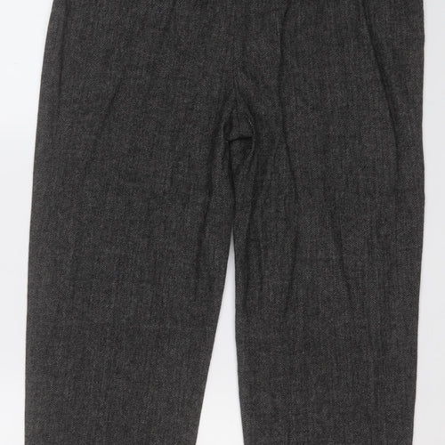 Zara Womens Grey Herringbone Acrylic Capri Trousers Size M L23 in Regular