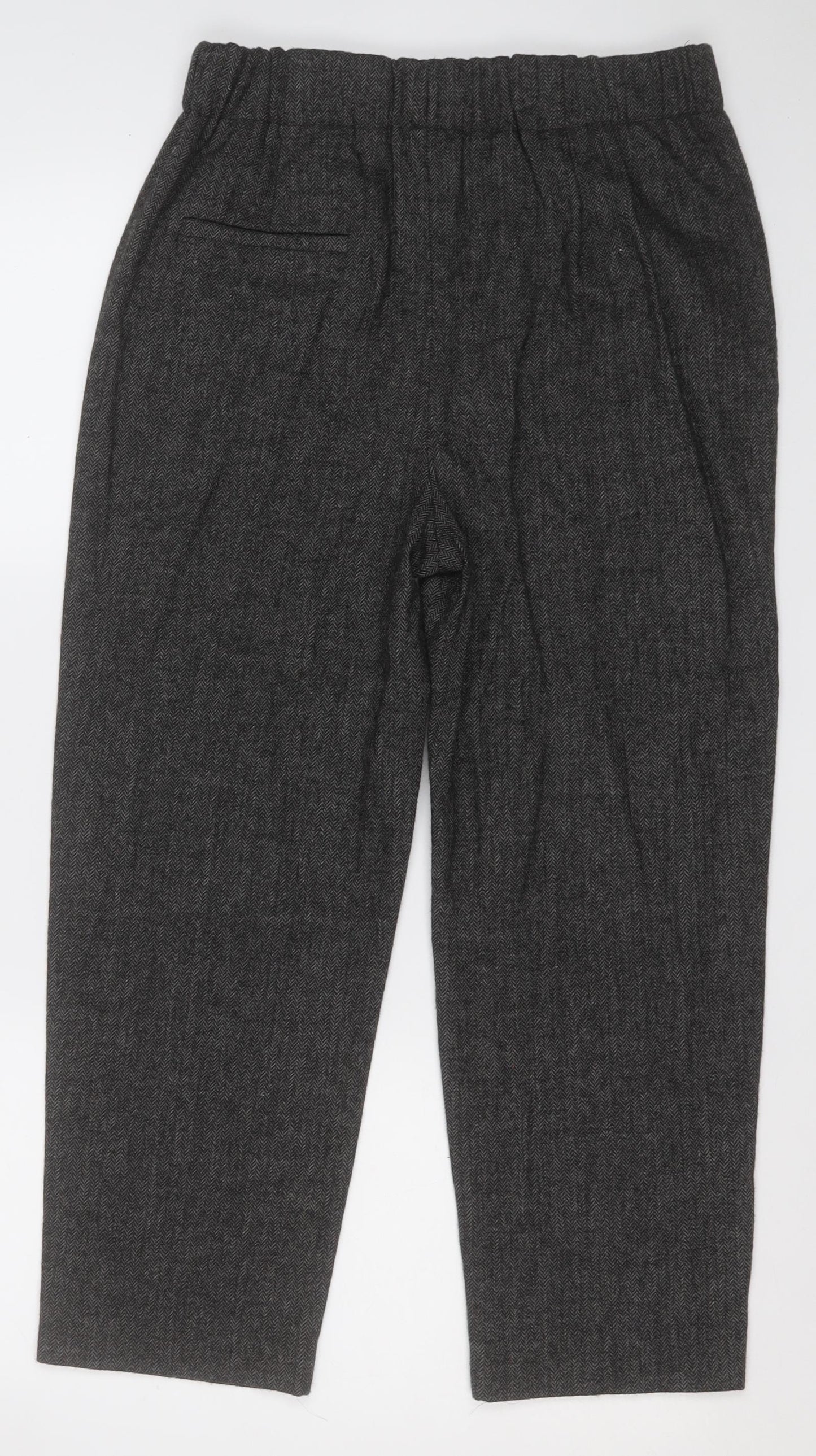 Zara Womens Grey Herringbone Acrylic Capri Trousers Size M L23 in Regular