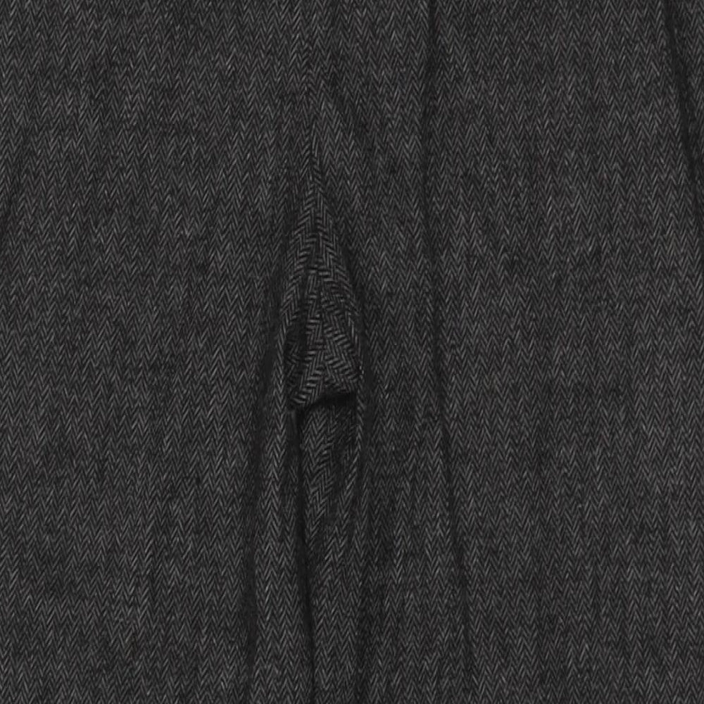 Zara Womens Grey Herringbone Acrylic Capri Trousers Size M L23 in Regular