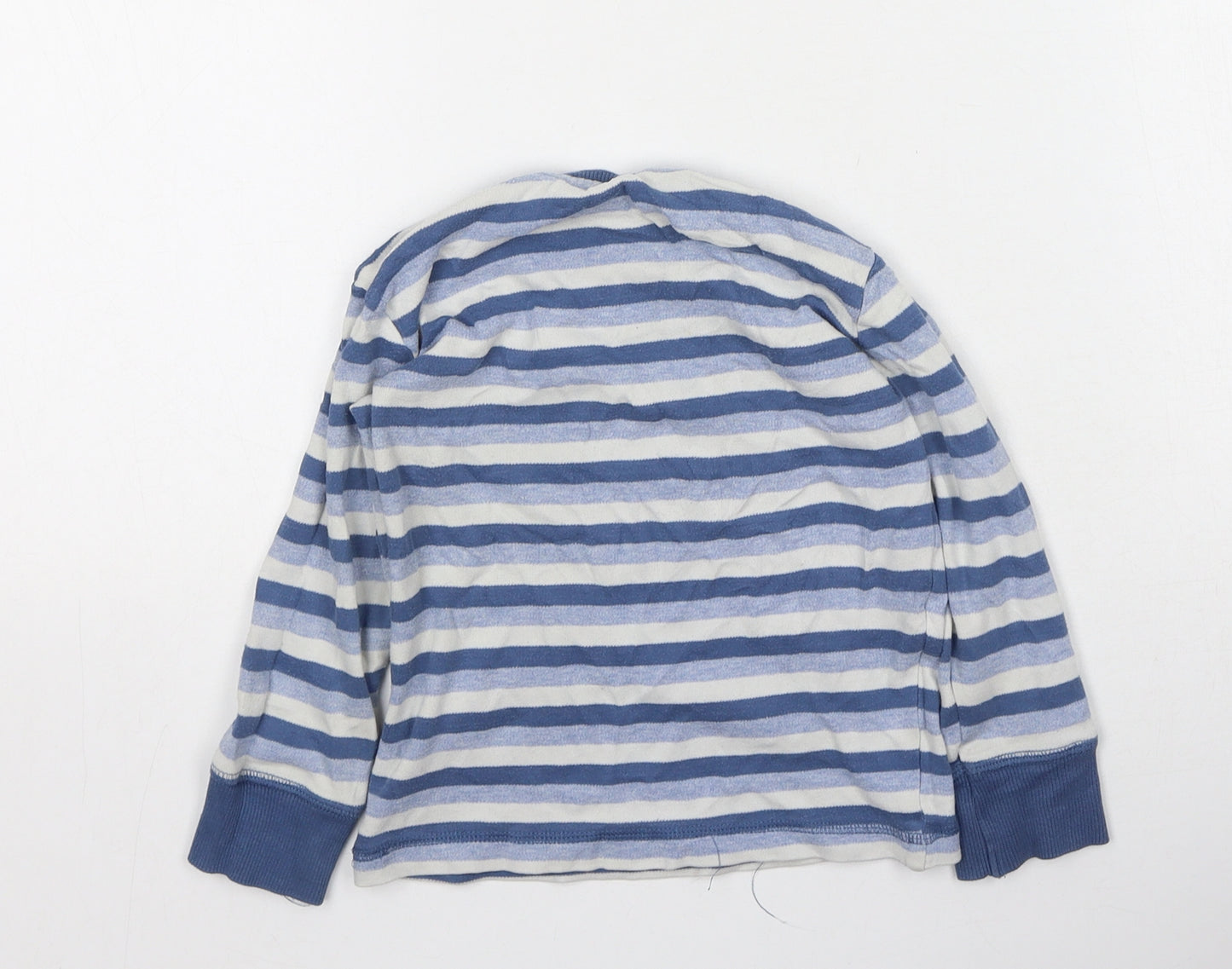 Next  Boys Blue Striped Cotton Basic Casual Size 18-24 Months Round Neck