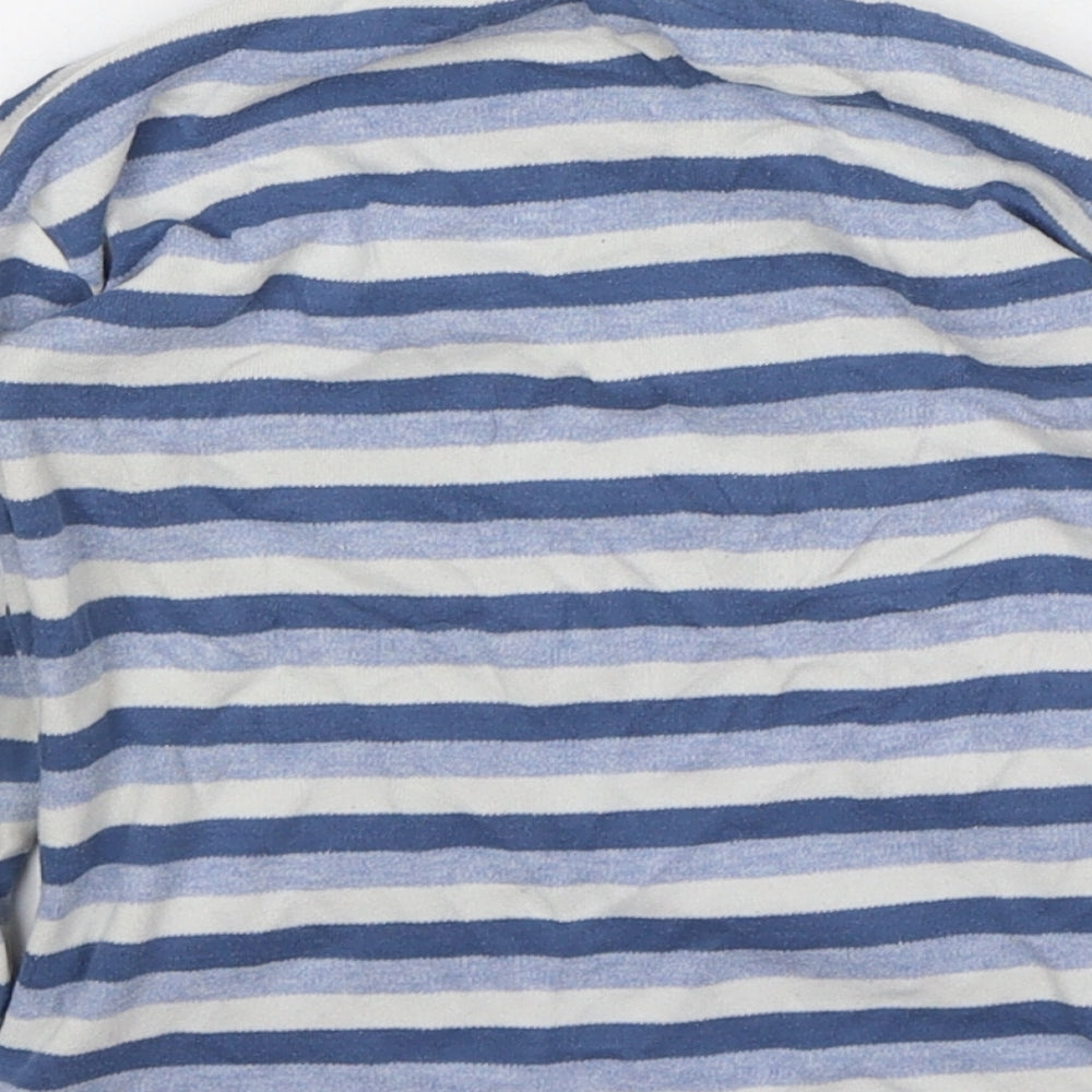 Next  Boys Blue Striped Cotton Basic Casual Size 18-24 Months Round Neck