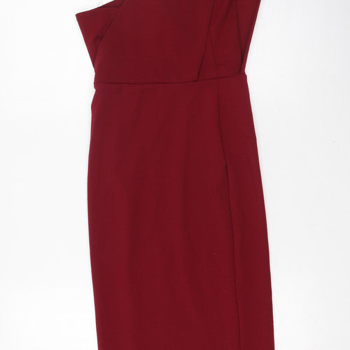PRETTYLITTLETHING Womens Red  Polyester Bodycon  Size 8  Off the Shoulder