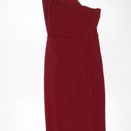 PRETTYLITTLETHING Womens Red  Polyester Bodycon  Size 8  Off the Shoulder