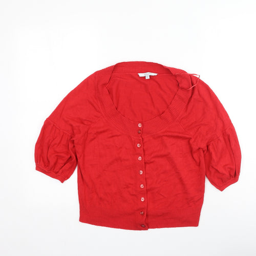 J.Taylor Womens Red Round Neck  Viscose Cardigan Jumper Size 16