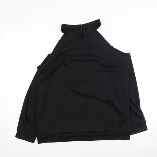 sheilay Womens Black  Cotton Pullover Sweatshirt Size M