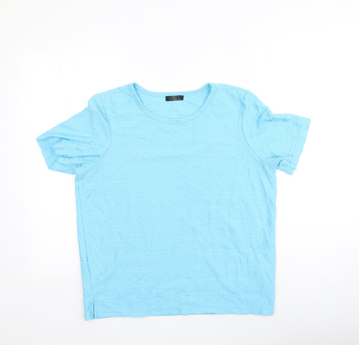 BM Womens Blue  Polyester Basic T-Shirt Size M Round Neck
