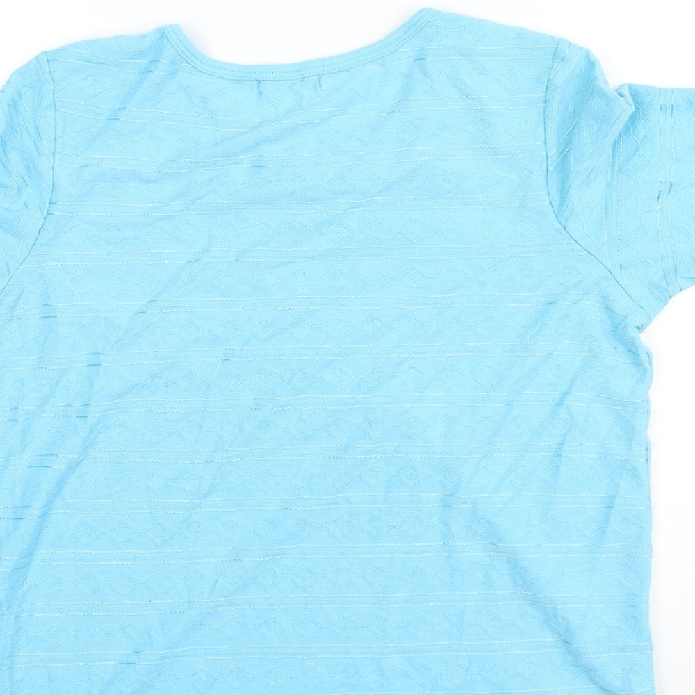 BM Womens Blue  Polyester Basic T-Shirt Size M Round Neck