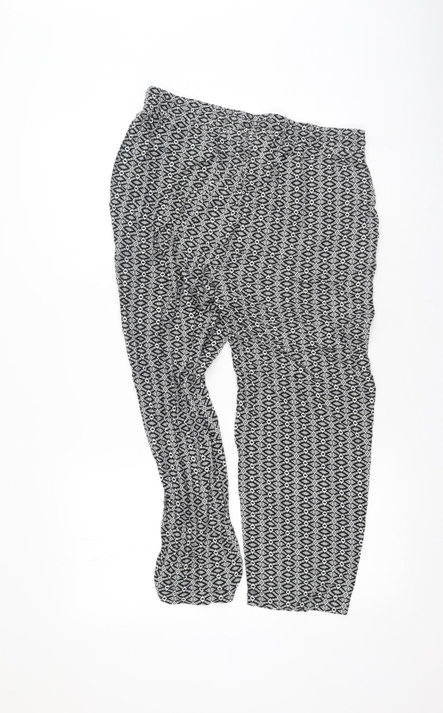 New look  Womens Black Geometric Polyester Jogger Trousers Size 14 L24 in Regular
