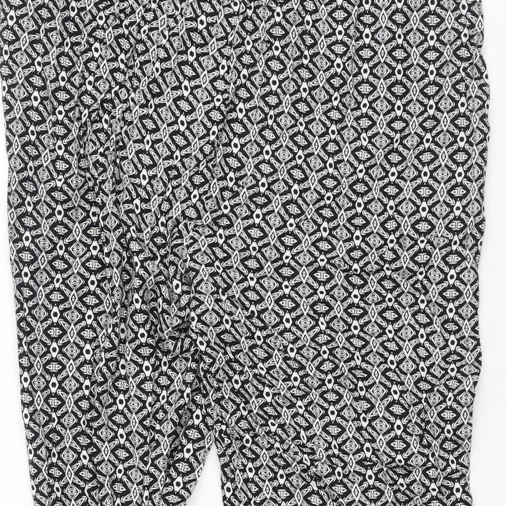 New look  Womens Black Geometric Polyester Jogger Trousers Size 14 L24 in Regular