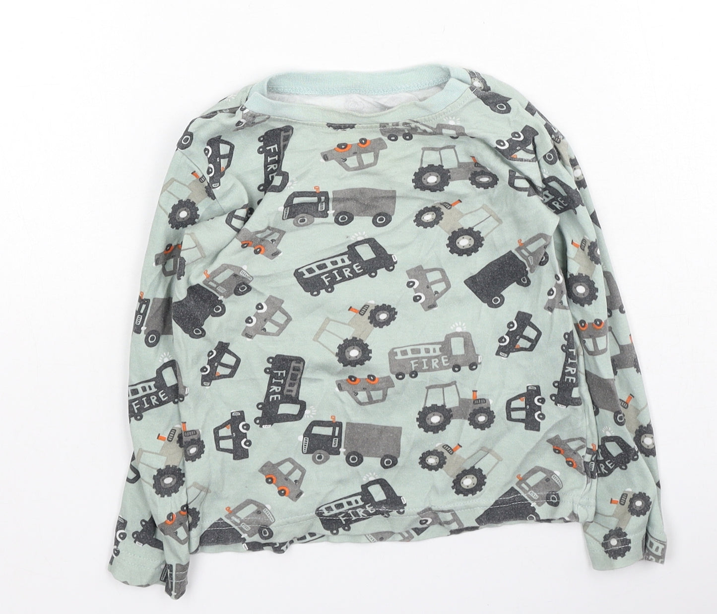 Dunnes Boys Multicoloured  Cotton Basic Casual Size 2-3 Years Round Neck  - Tractor