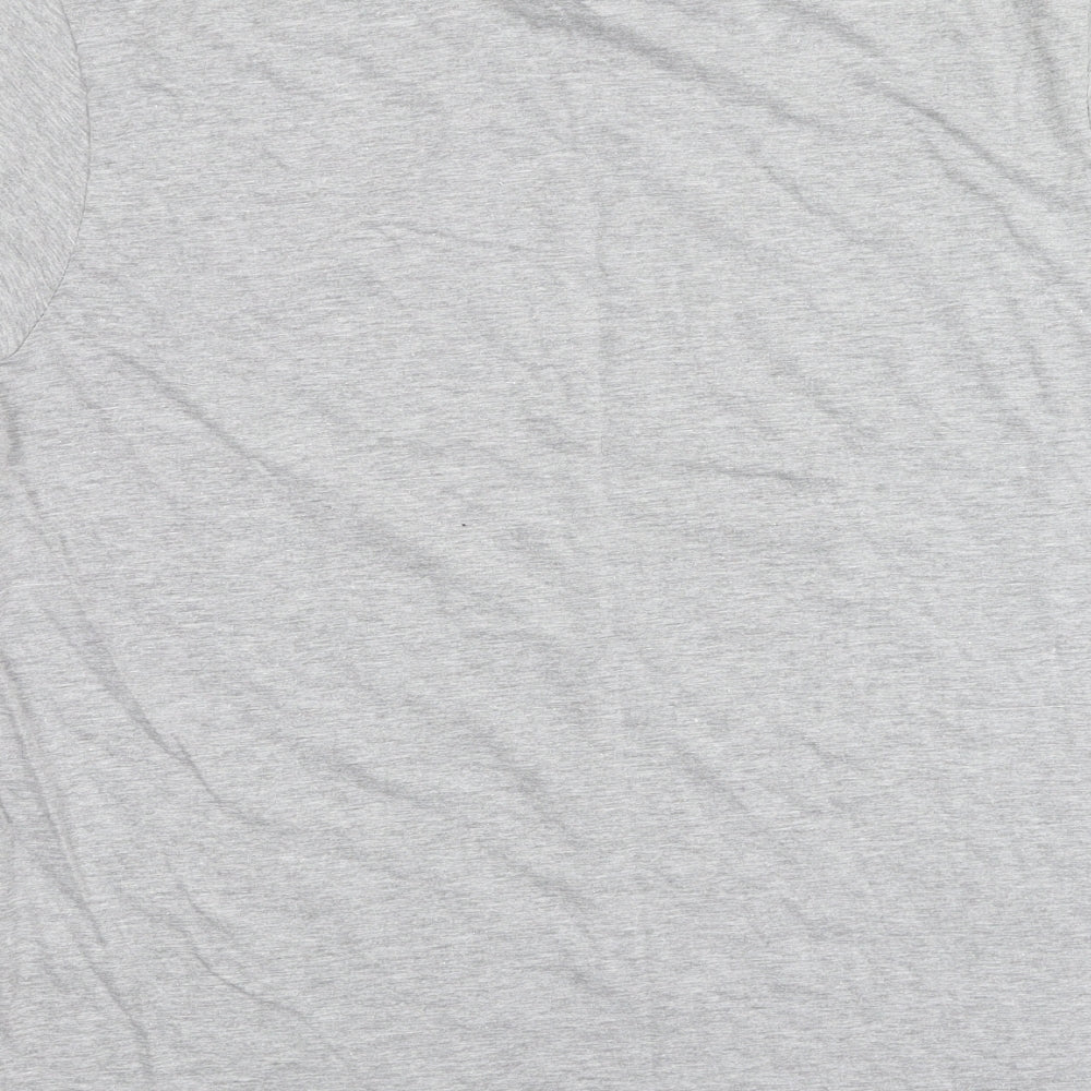 Guildan Mens Grey  Cotton  T-Shirt Size L Round Neck
