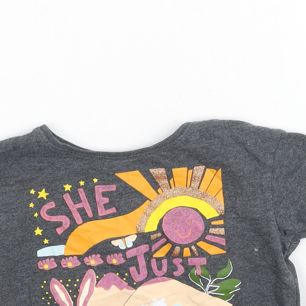 Next  Girls Grey  Cotton Basic T-Shirt Size 18-24 Months Round Neck  - She Just Shines