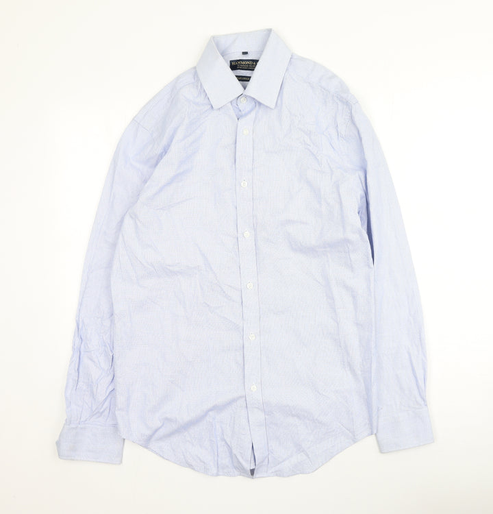 Hammond & Co  Mens Blue  Cotton  Button-Up Size 15.5 Collared