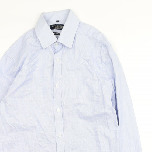 Hammond & Co  Mens Blue  Cotton  Button-Up Size 15.5 Collared