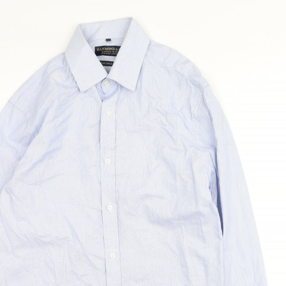 Hammond & Co  Mens Blue  Cotton  Button-Up Size 15.5 Collared