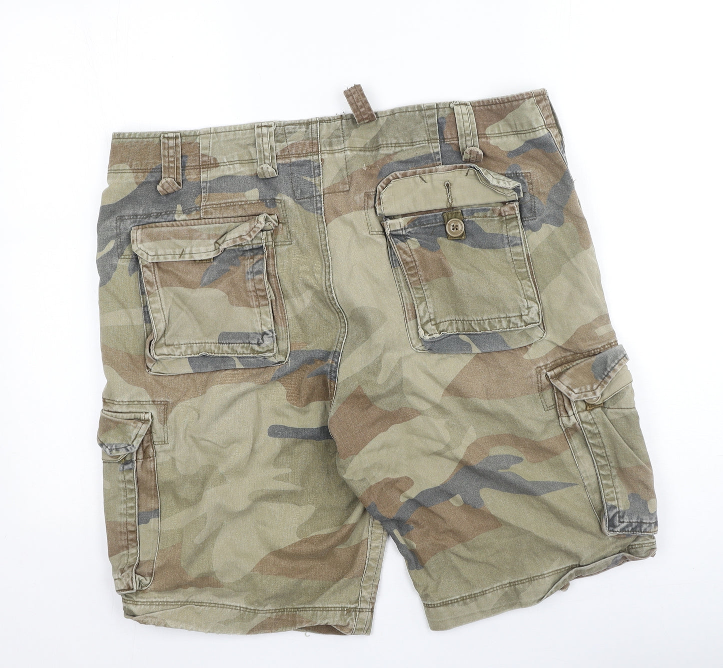 Preworn Mens Brown Camouflage Cotton Cargo Shorts Size 38 L12 in Regular