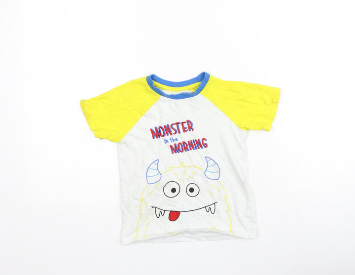 Dunnes Stores Boys Multicoloured  Cotton Basic Casual Size 4-5 Years Round Neck  - Monster