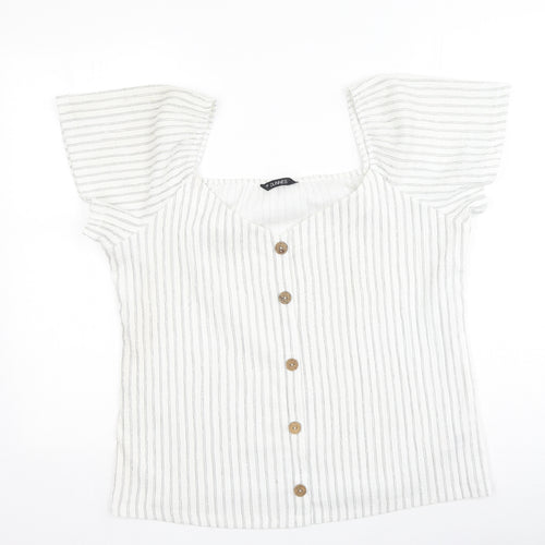 Dunnes Stores Womens Multicoloured Striped Polyester Basic Blouse Size L Off the Shoulder