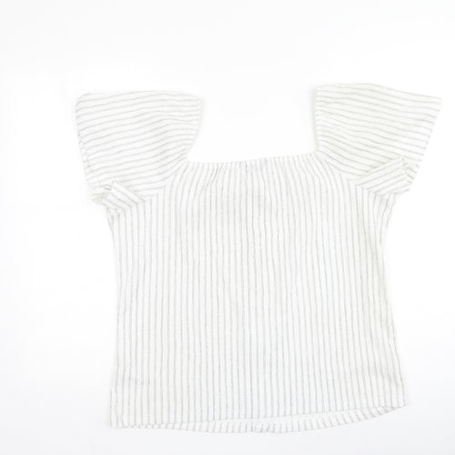 Dunnes Stores Womens Multicoloured Striped Polyester Basic Blouse Size L Off the Shoulder