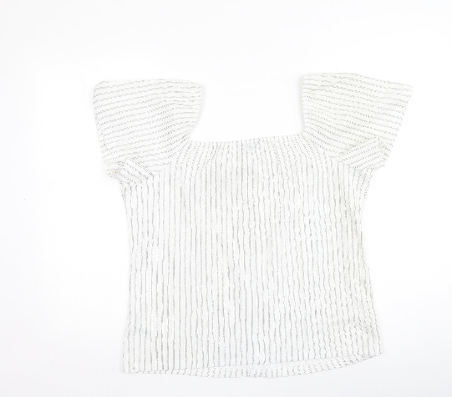 Dunnes Stores Womens Multicoloured Striped Polyester Basic Blouse Size L Off the Shoulder