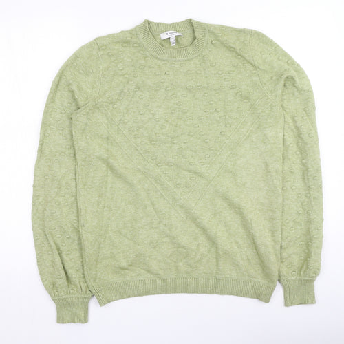 b.young Womens Green Round Neck  Viscose Pullover Jumper Size M